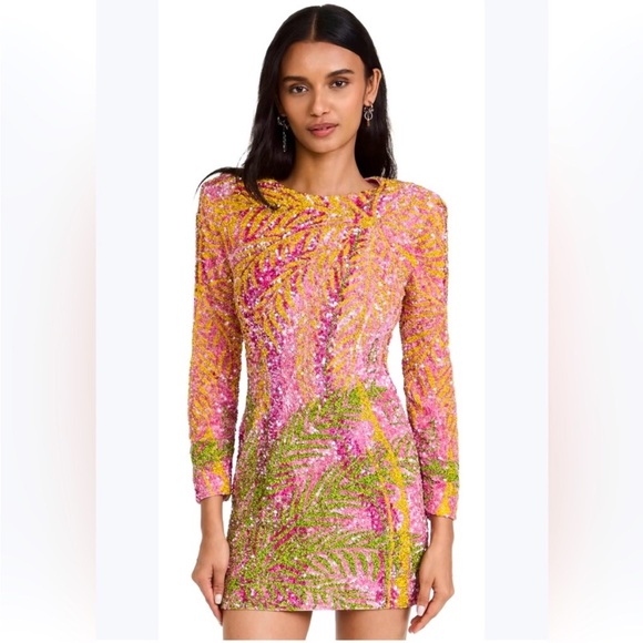 Retrofete Nikki Sequin Palm Dress size medium - Picture 3 of 10